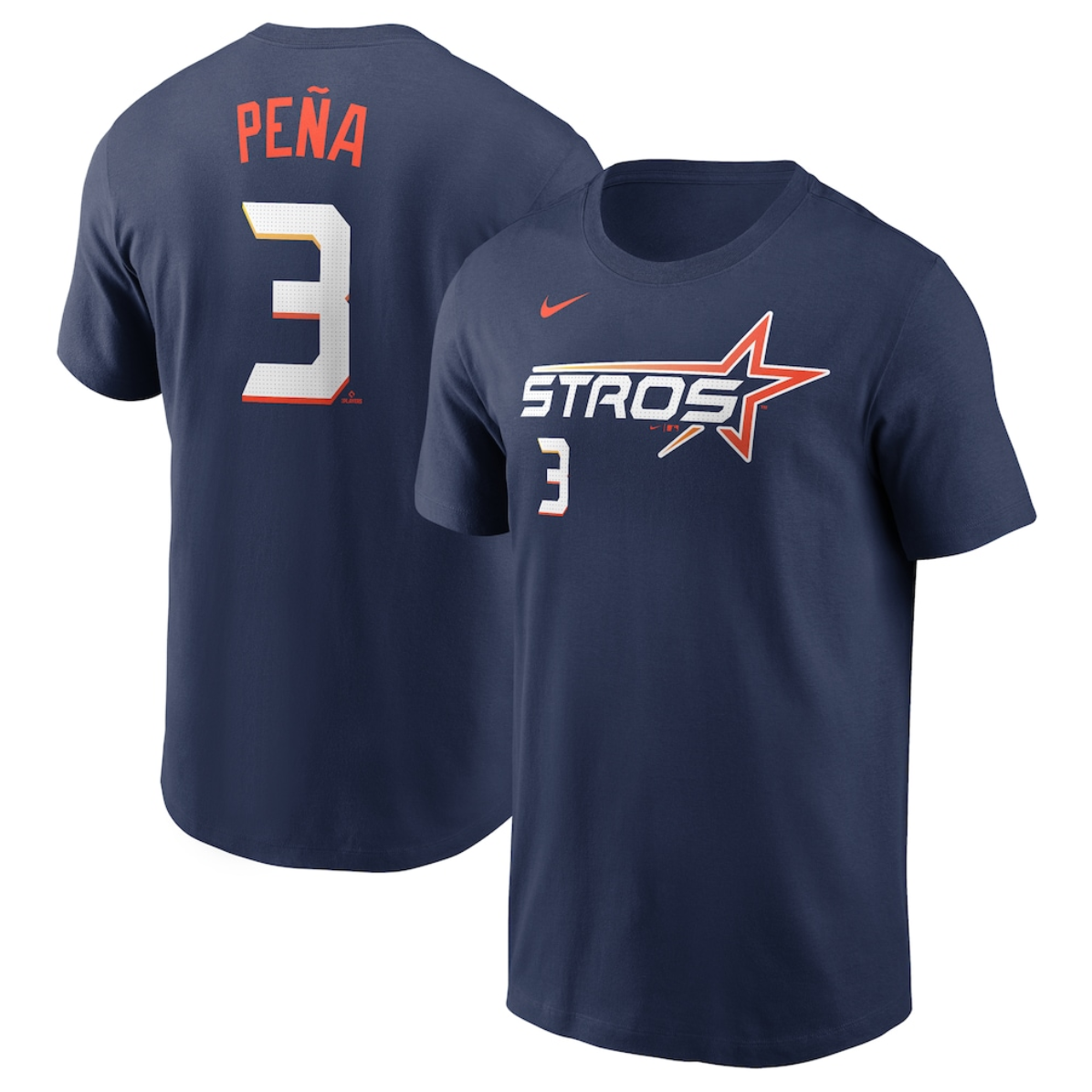 Men's Houston Astros #3 Jeremy Peña Navy 2025 City Connect Fuse Name & Number T-Shirt