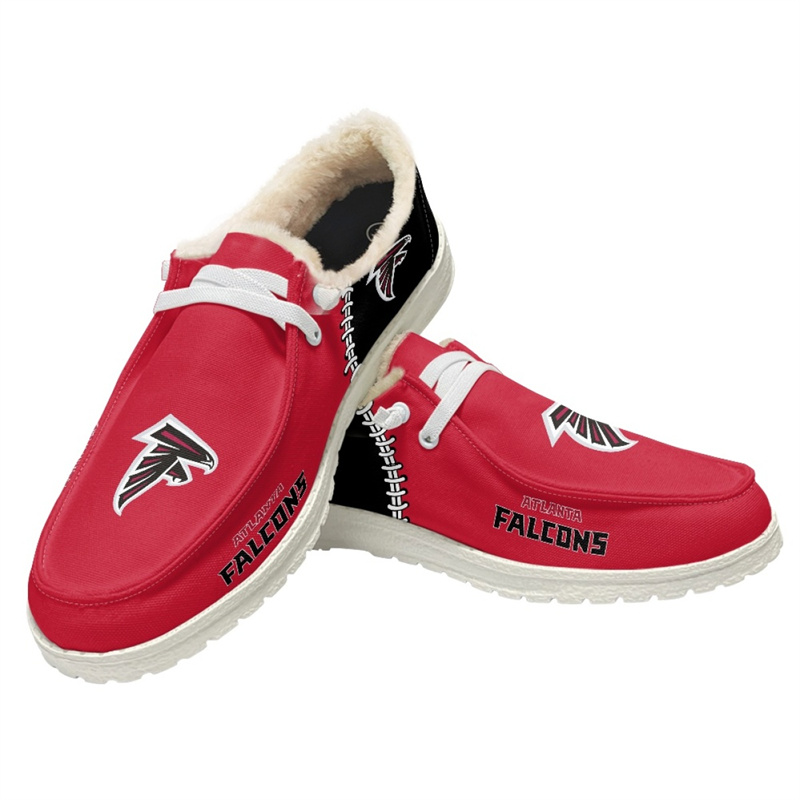 Men's Atlanta Falcons Loafers Lace Up Fuzzy Lined Shoes 002 (Pls check description for details)