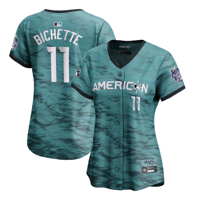 Women's Toronto Blue Jays #11 Bo Bichette Teal 2023 All-star Stitched Baseball Jersey(Run Small)