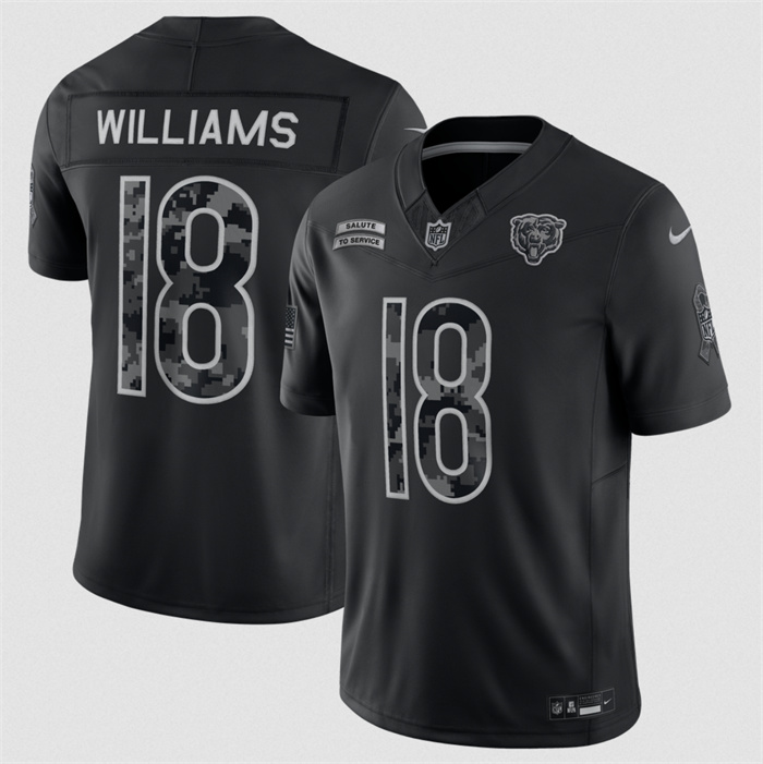 Youth Chicago Bears #18 Caleb Williams Mahomes Black 2026 Salute to Service Limited Stitched Football Jersey(Run Small)
