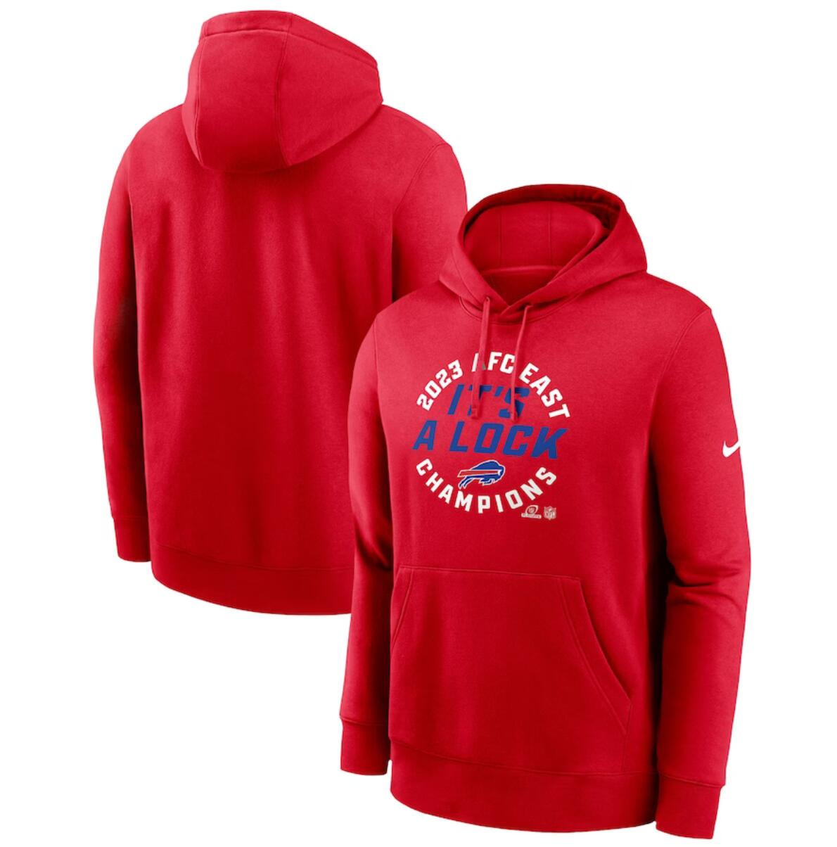 Men's Buffalo Bills Red 2023 AFC East Division Champions Locker Room Trophy Collection Club Pullover Hoodie