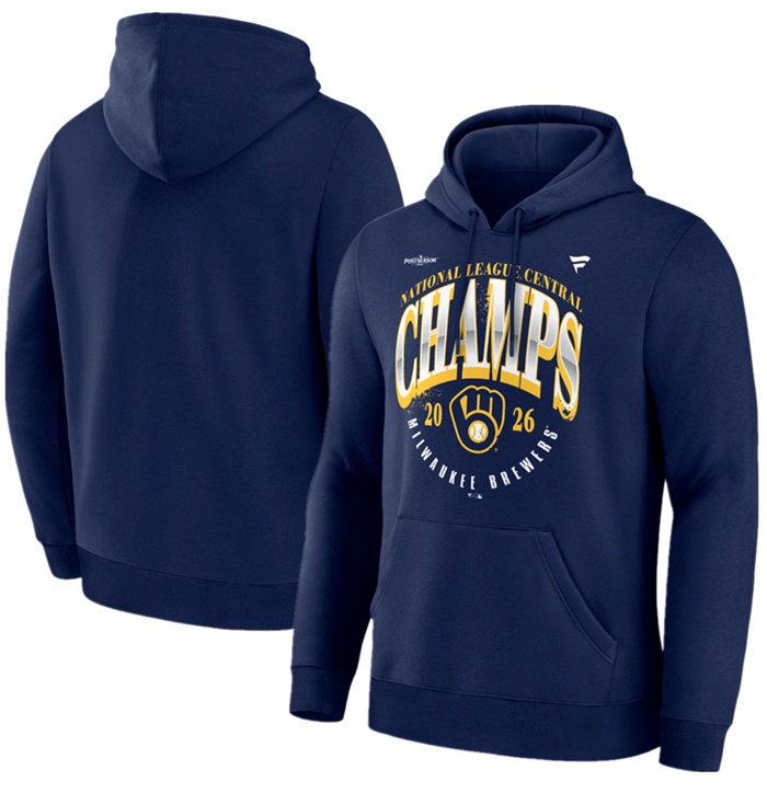 Men's Milwaukee Brewers Navy 2026 NL Central Division Champions Distressed Hoodie