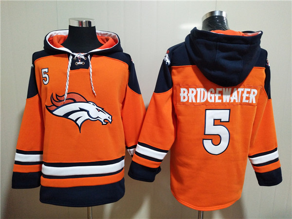 Men's Denver Broncos #5 Teddy Bridgewater Orange Ageless Must-Have Lace-Up Pullover