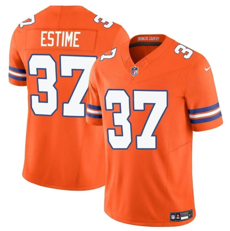 Youth Denver Broncos #37 Audric Estime Orange F.U.S.E. Mile High Collection 1977 Throwback Vapor Limited Stitched Football Jersey Youth Denver Broncos #37 Audric Estime Orange F.U.S.E. Mile High Collection 1977 Throwback Vapor Limited Stitched Football Jersey