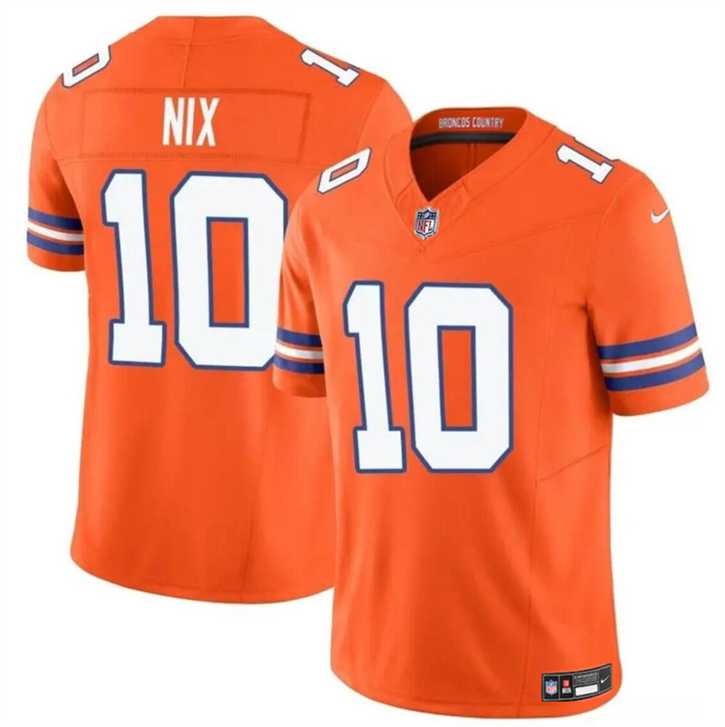Youth Denver Broncos #10 Bo Nix Orange F.U.S.E. Mile High Collection 1977 Throwback Vapor Limited Stitched Football Jersey Youth Denver Broncos #10 Bo Nix Orange F.U.S.E. Mile High Collection 1977 Throwback Vapor Limited Stitched Football Jersey