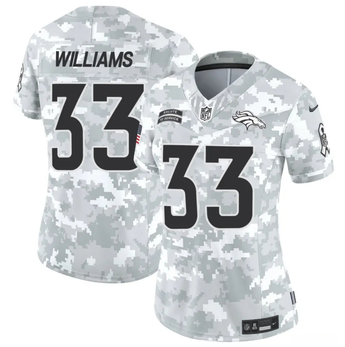 Women's Denver Broncos #10 Bo Nix 2024 F.U.S.E Arctic Camo Salute to Service Limited Stitched Jersey(Run Small)
