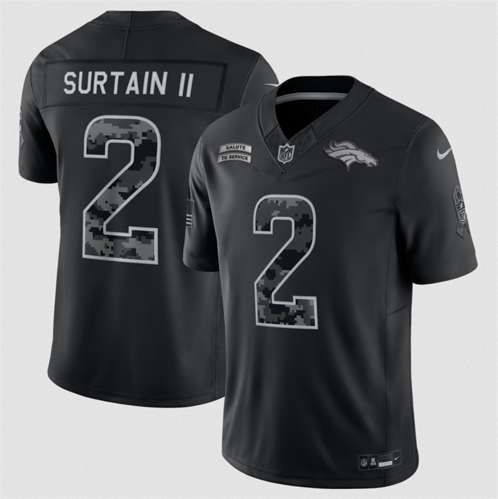 Youth Denver Broncos #2 Patrick Surtain II Black 2026 Salute to Service Limited Stitched Football Jersey(Run Small)