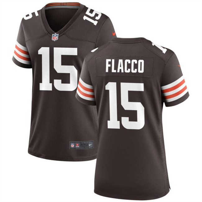 Women's Cleveland Browns #15 Joe Flacco Brown Stitched Jersey(Run Small)