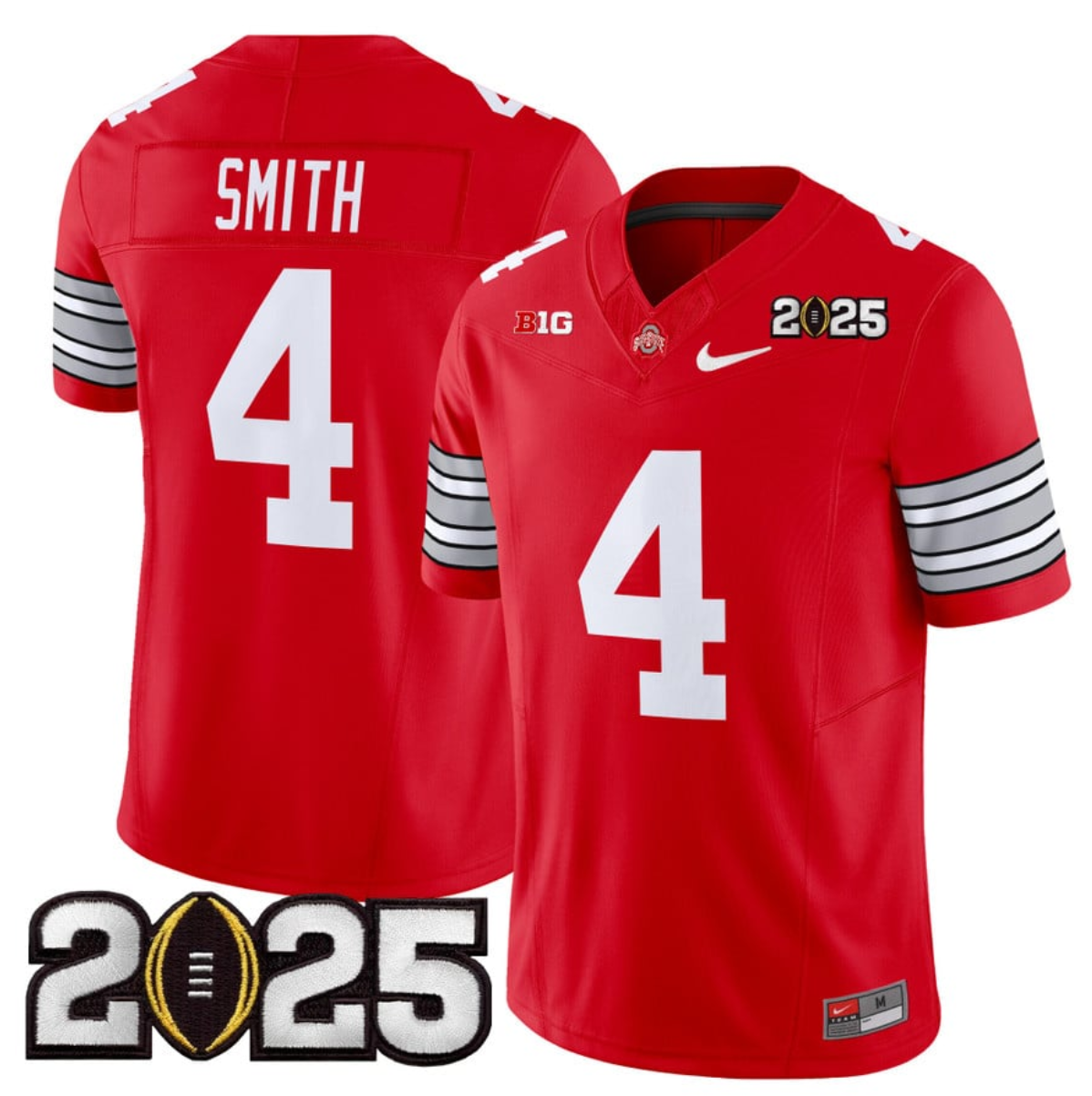 Men's Ohio State Buckeyes #4 Jeremiah Smith Red 2025 CFP Final Patch F.U.S.E. Vapor Limited Stitched Football Jersey Men's Ohio State Buckeyes #4 Jeremiah Smith Red 2025 CFP Final Patch F.U.S.E. Vapor Limited Stitched Football Jersey