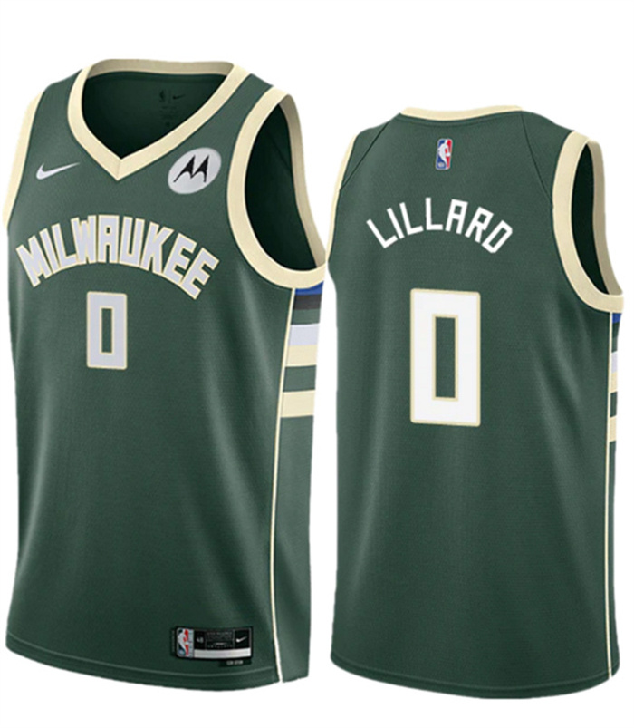 Youth Milwaukee Bucks #0 Damian Lillard Green Icon Edition Stitched Basketball Jersey