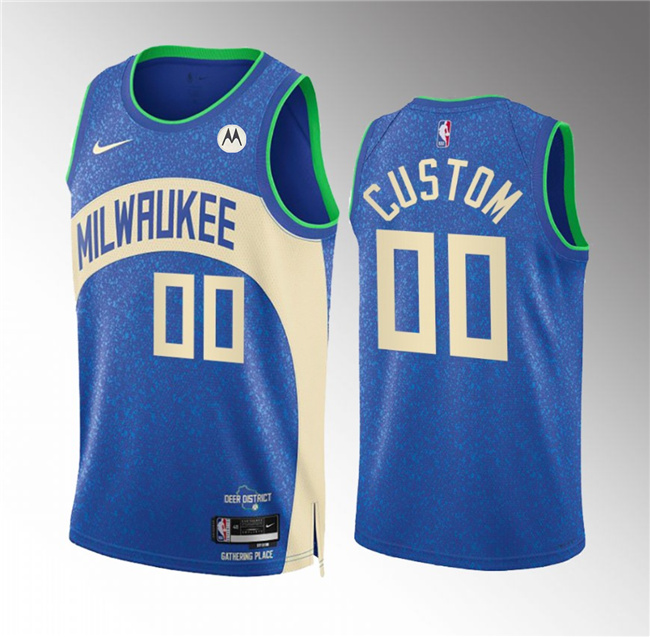 Men's Milwaukee Bucks Active Player Custom 2023/24 Blue City Edition Stitched Basketball Jersey