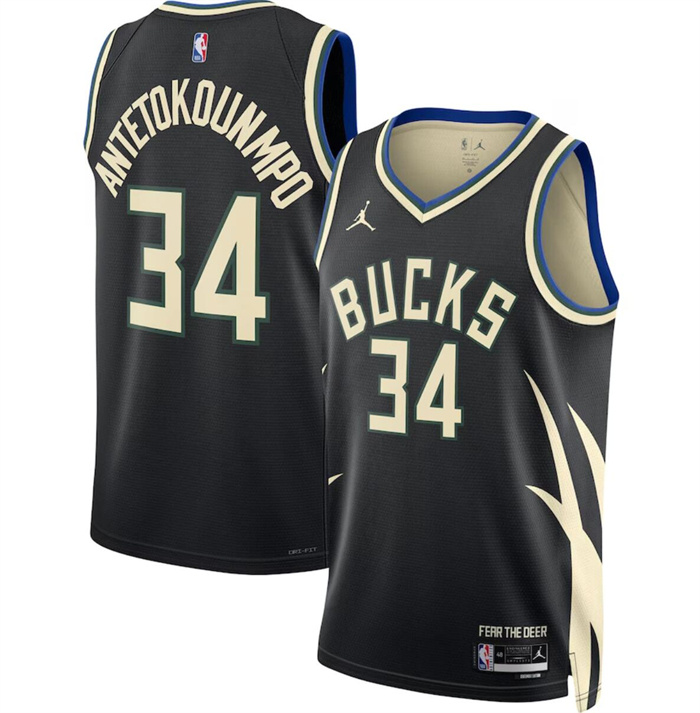 Youth Milwaukee Bucks #34 Giannis Antetokounmpo Black Stitched Basketball Jersey