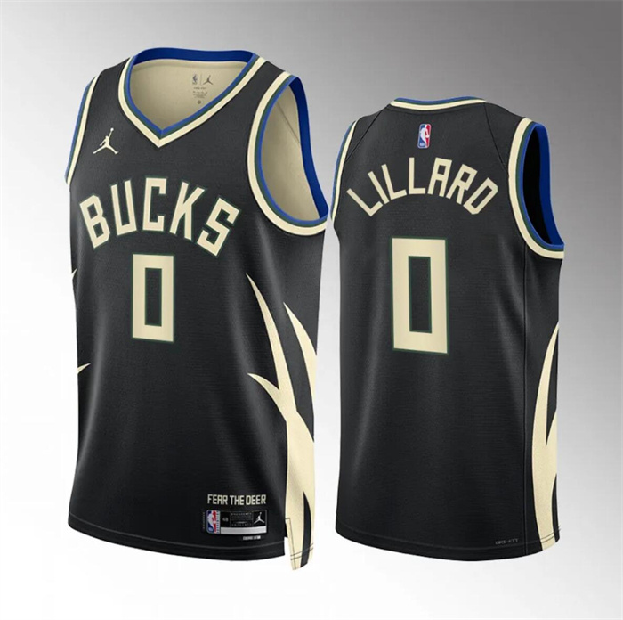 Youth Milwaukee Bucks #0 Damian Lillard Black Stitched Basketball Jersey