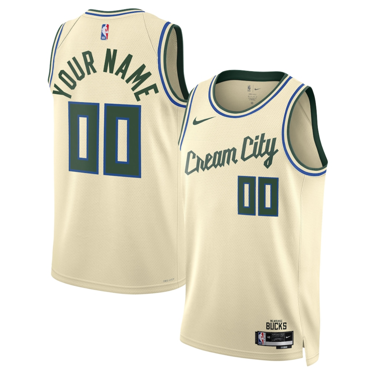 Men's Milwaukee Bucks Active Player Custom Cream 2025/26 City Edition Stitched Basketball Jersey