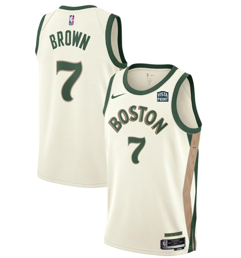 Men's Boston Celtics #7 Jaylen Brown White 2023-24 City Edition Stitched Basketball Jersey
