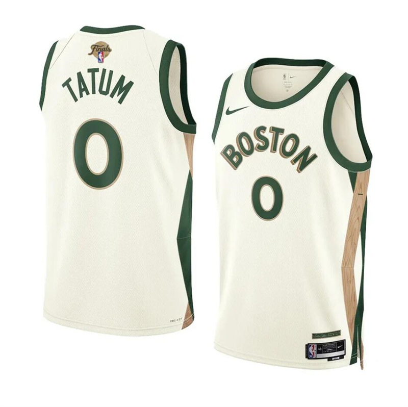 Men's Boston Celtics #0 Jayson Tatum Cream 2024 Finals City Edition Stitched Basketball Jersey