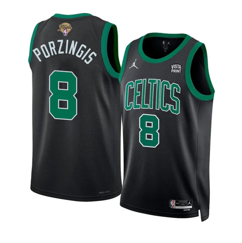 Men's Boston Celtics #8 Kristaps Porzingis Black 2024 Finals Statement Edition Stitched Basketball Jersey