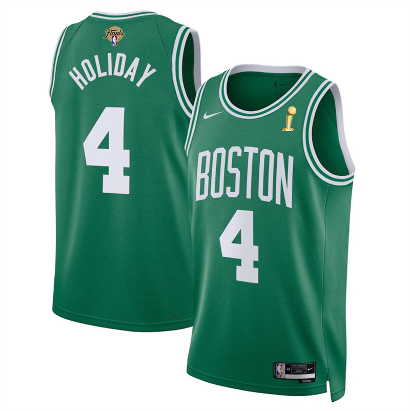 Men's Boston Celtics #4 Jrue Holiday Green 2024 Finals Champions Icon Edition Stitched Basketball Jersey
