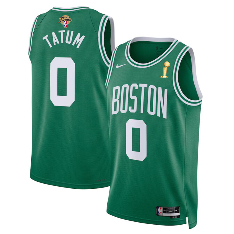 Men's Boston Celtics #0 Jayson Tatum Green 2024 Finals Champions Icon Edition Stitched Basketball Jersey