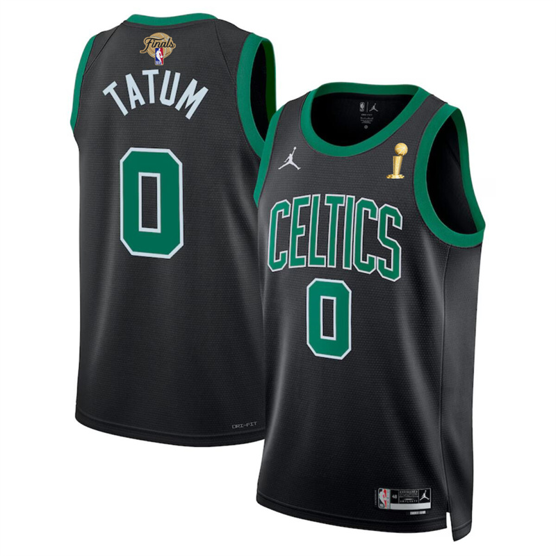 Men's Boston Celtics #0 Jayson Tatum Black 2024 Finals Champions Statement Edition Stitched Basketball Jersey