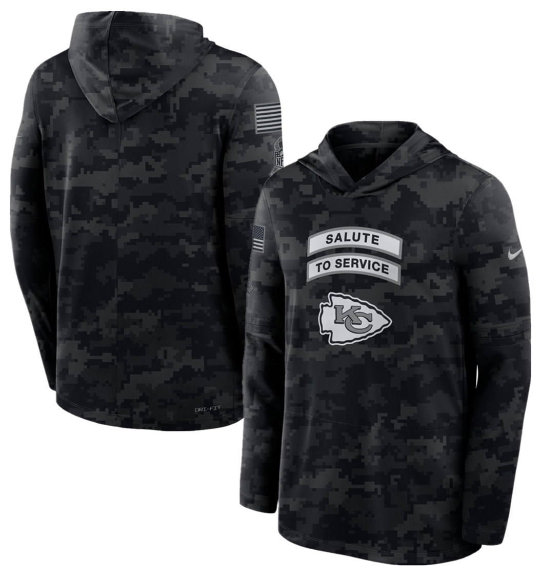 Men's Kansas City Chiefs Black 2026 Salute to Service Sideline Lightweight Hoodie Dri-FIT Long Sleeve Top