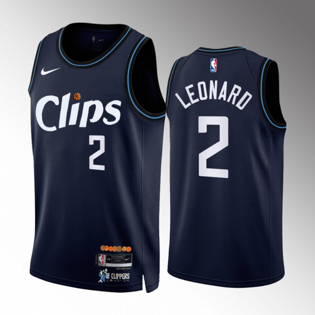 Men's Los Angeles Clippers #2 Kawhi Leonard Navy 2023/24 City Edition Stitched Jersey