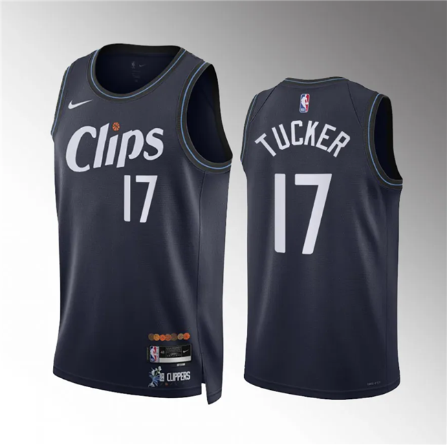 Men's Los Angeles Clippers #17 P.j. Tucker Navy 2023/24 City Edition Stitched Jersey