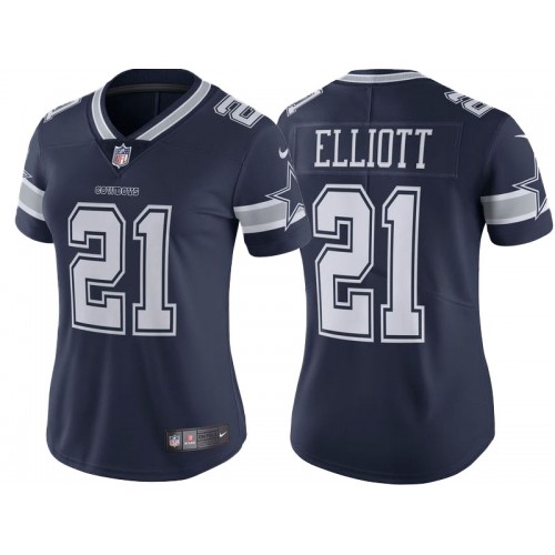 Women's Dallas Cowboys #21 Ezekiel Elliott Navy Vapor Untouchable Limited Stitched Jersey(Run Small）