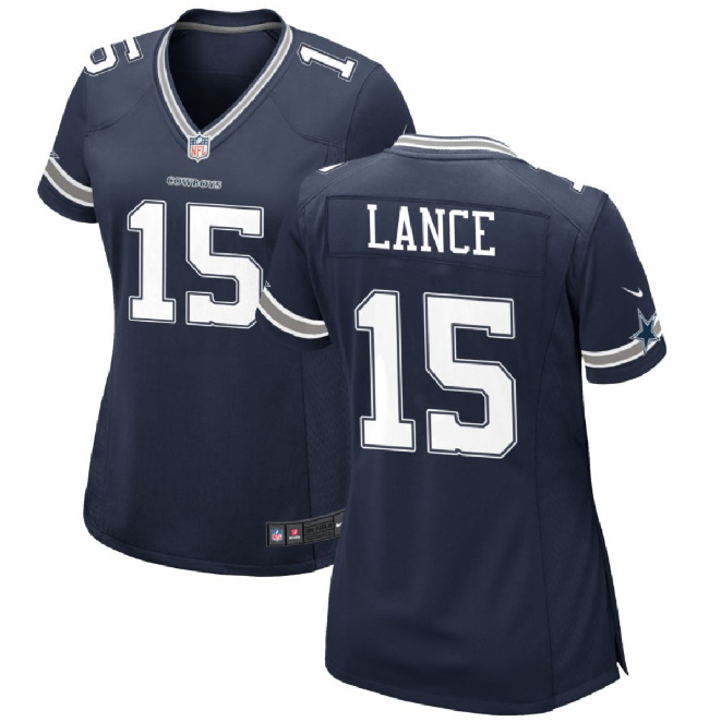 Women's Dallas Cowboys #15 Trey Lance Navy Navy Stitched Football Jersey(Run Small)