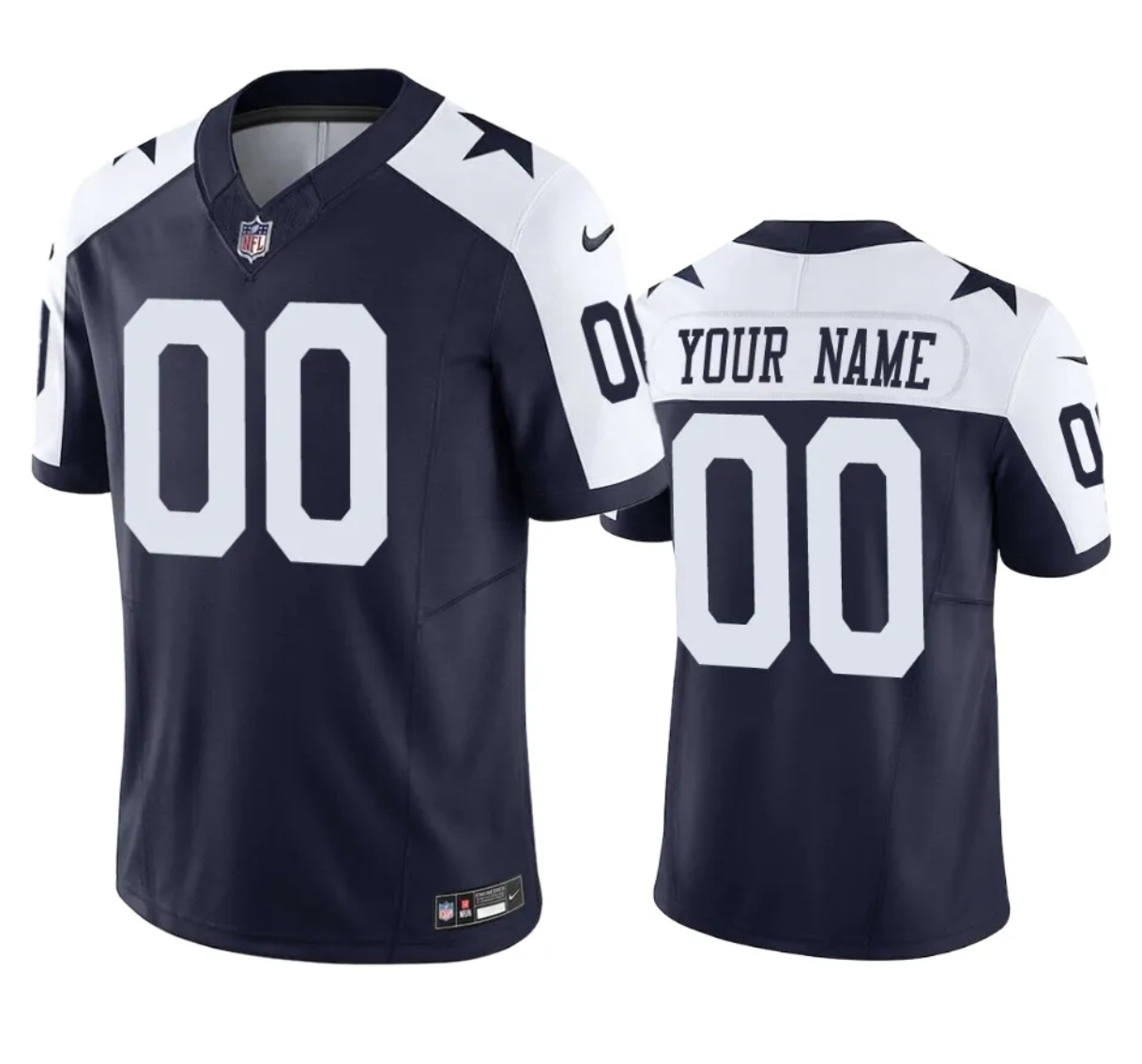Youth Dallas Cowboys Active Player Custom White/Navy 2023 F.U.S.E Alternate Vapor Thanksgiving Limited Stitched Football Jersey