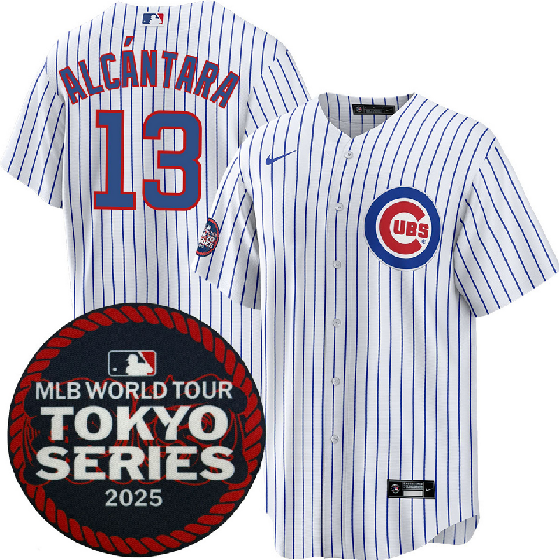 Men's Chicago Cubs #13 Kevin Alcántara White 2025 World Tour: Tokyo Series Home Stitched Baseball Jersey