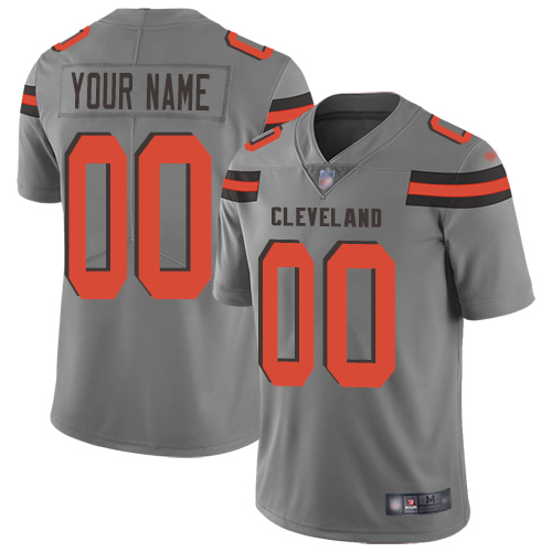 Men's Cleveland Browns Custom Gray Inverted Legend Limited Stitched Jersey