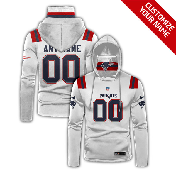 Men's New England Patriots White 2020 Customize Hoodie Mask