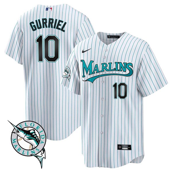 Men's Miami Marlins Custom White Cool Base Stitched Jersey