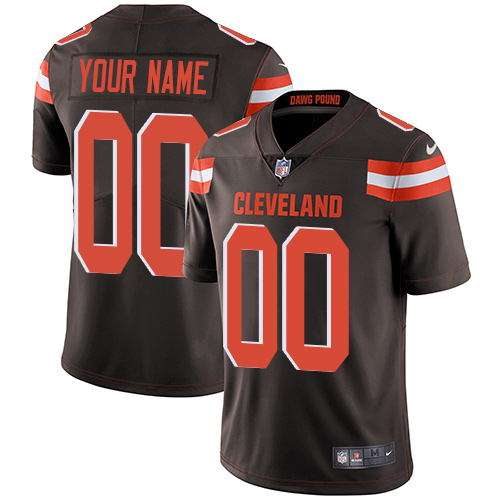 Men's Cleveland Browns Custom Brown Team Color Stitched Vapor Untouchable Limited Jersey