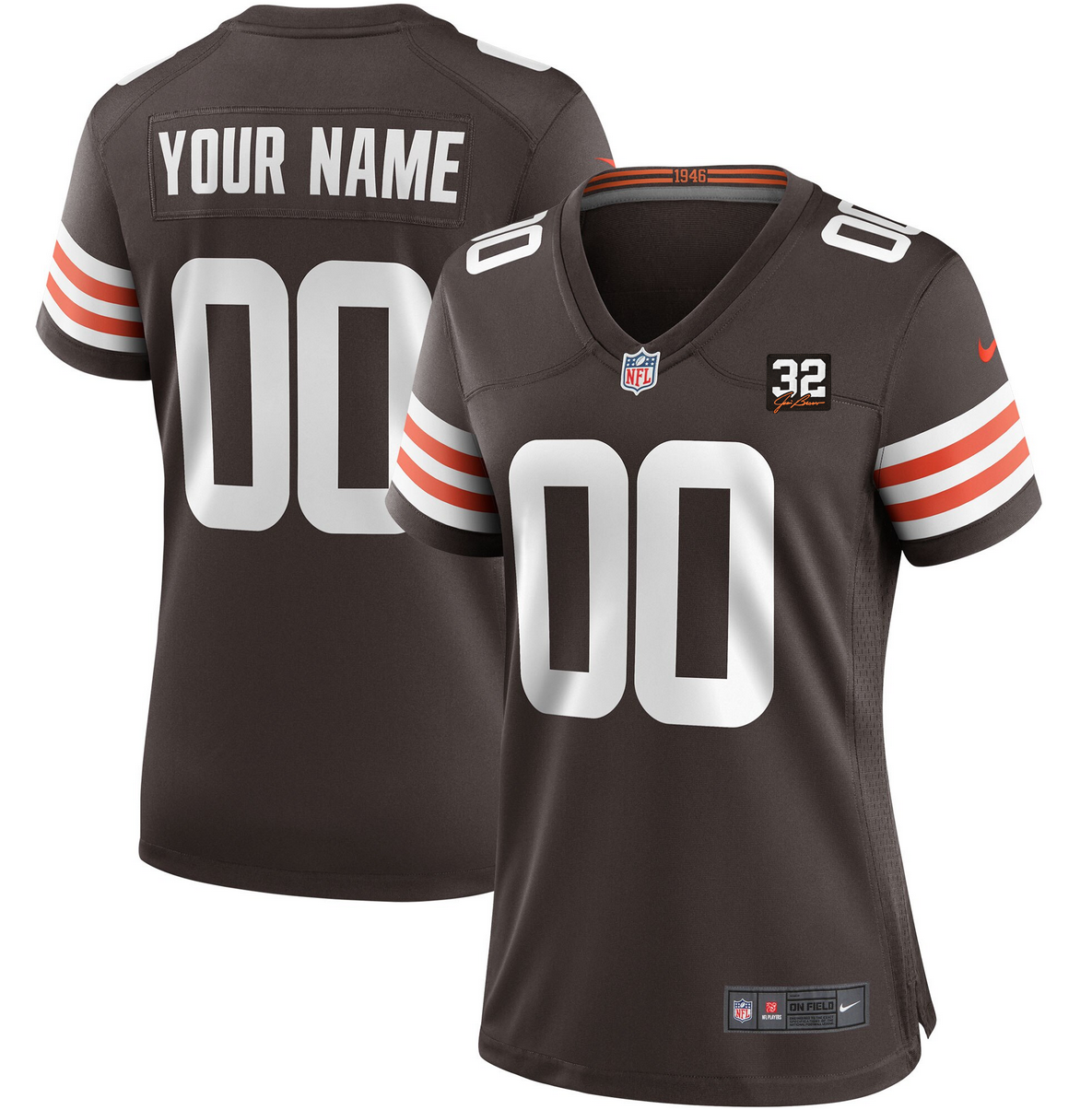 Women's Cleveland Browns ACTIVE PLAYER Custom Game Stitched Jersey With New Patch