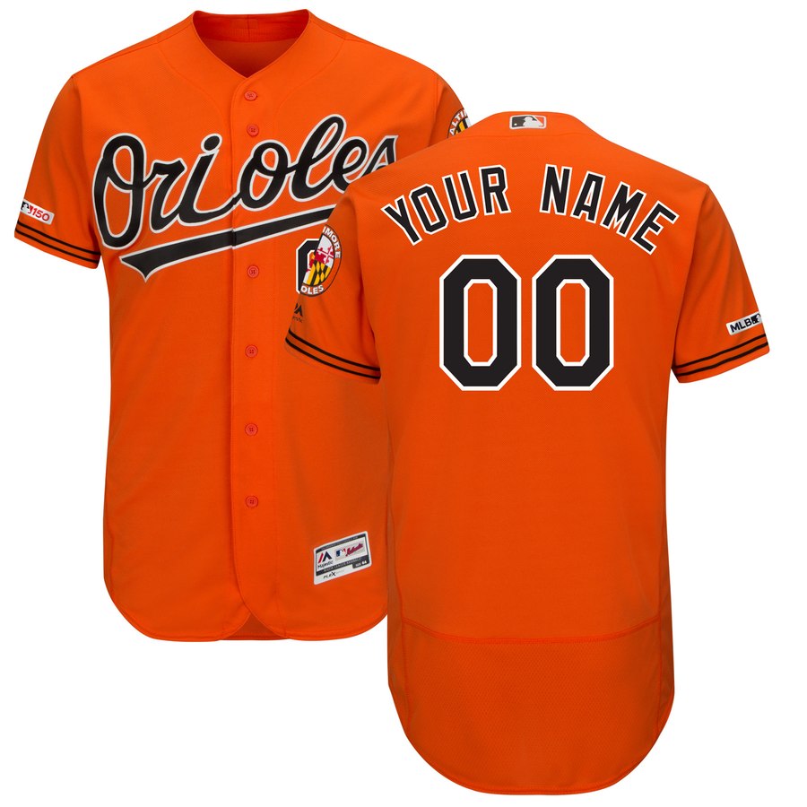 Baltimore Orioles Majestic Alternate Flex Base Authentic Collection Custom Jersey Orange