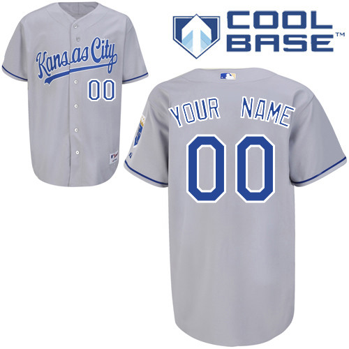 Royals Personalized Authentic Grey Cool Base MLB Jersey (S-3XL)