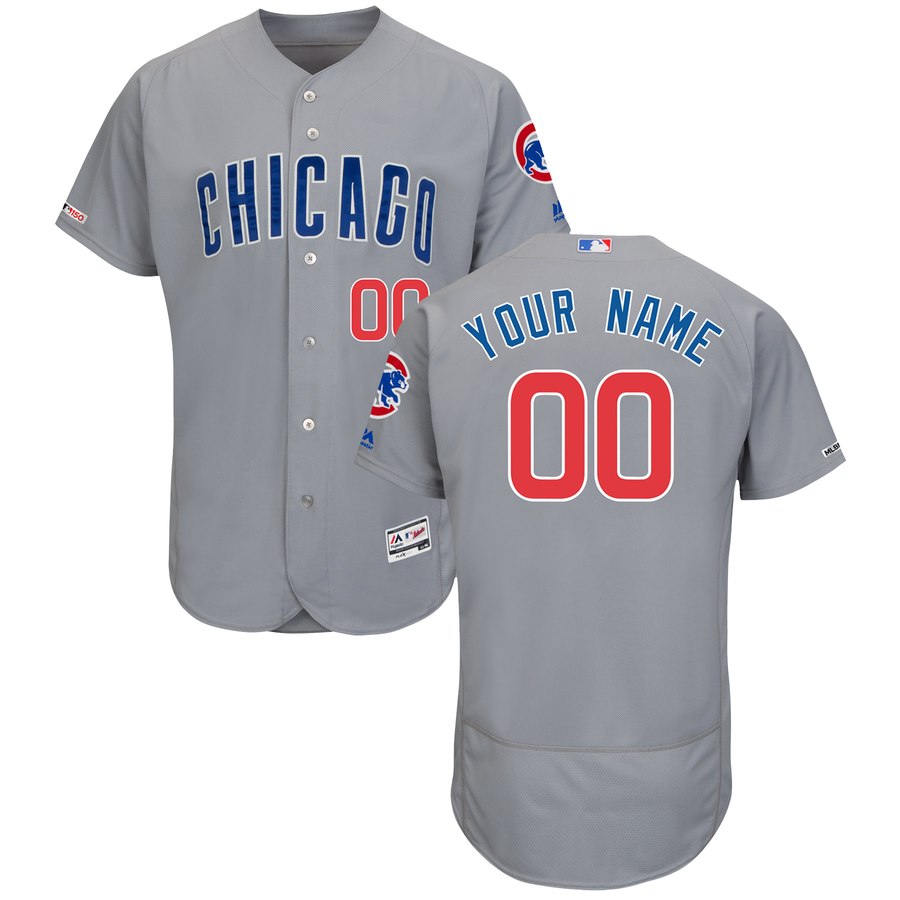 Chicago Cubs Majestic Road Flex Base Authentic Collection Custom Jersey Gray