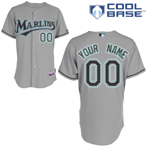 Marlins Personalized Authentic Grey MLB Jersey (S-3XL)