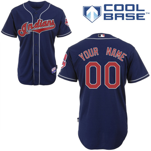 Indians Personalized Authentic Blue MLB Jersey (S-3XL)