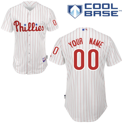 Phillies Personalized Authentic White Red Strip Cool Base MLB Jersey (S-3XL)