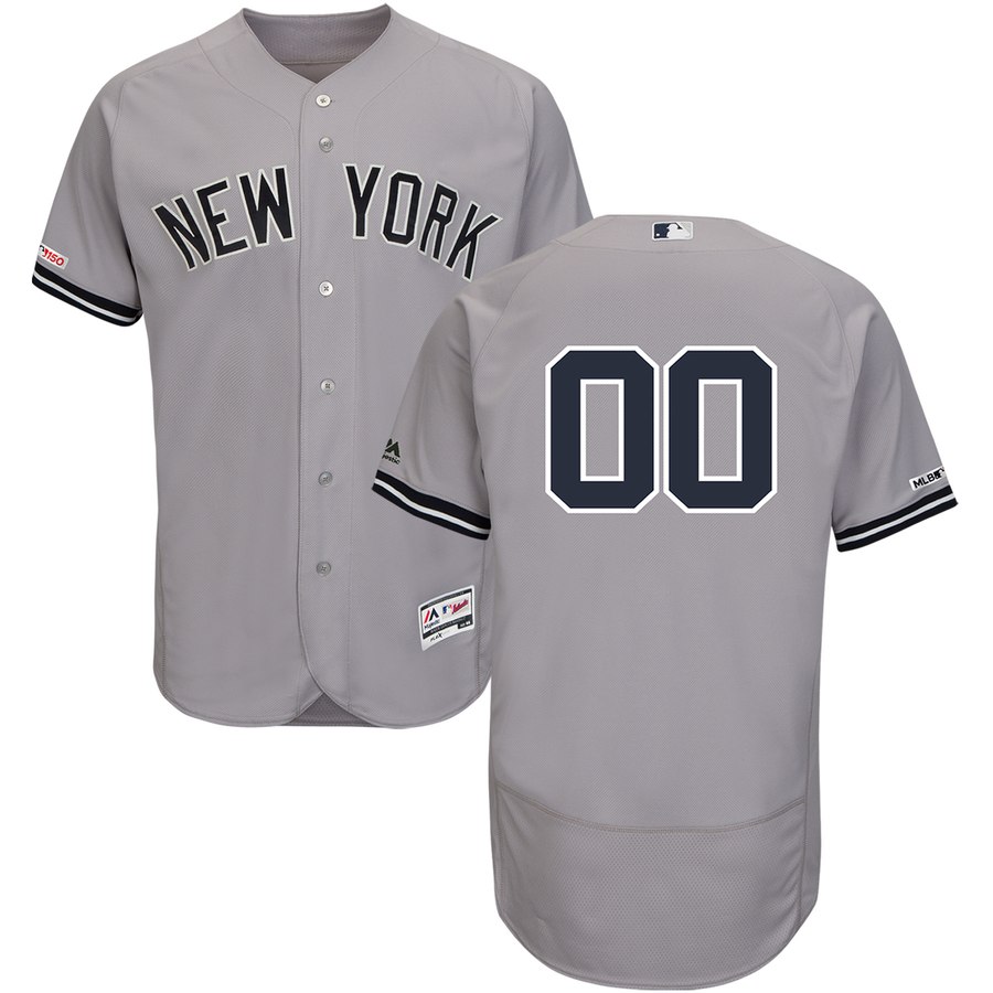 New York Yankees Majestic Road Flex Base Authentic Collection Custom Jersey Gray