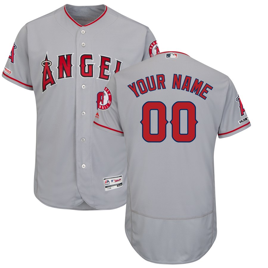Los Angeles Angels Majestic Road Flex Base Authentic Collection Custom Jersey Gray
