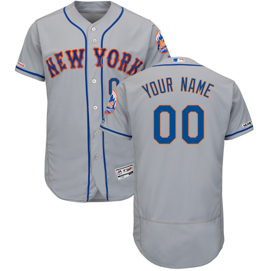 New York Mets Majestic Road Flex Base Authentic Collection Custom Jersey Gray