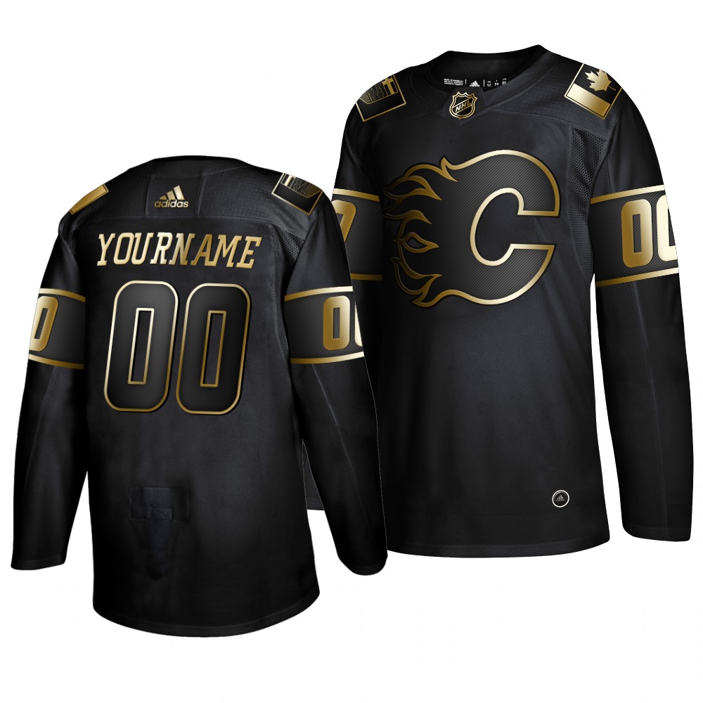 Adidas Flames Custom Men's 2019 Black Golden Edition Authentic Stitched NHL Jersey