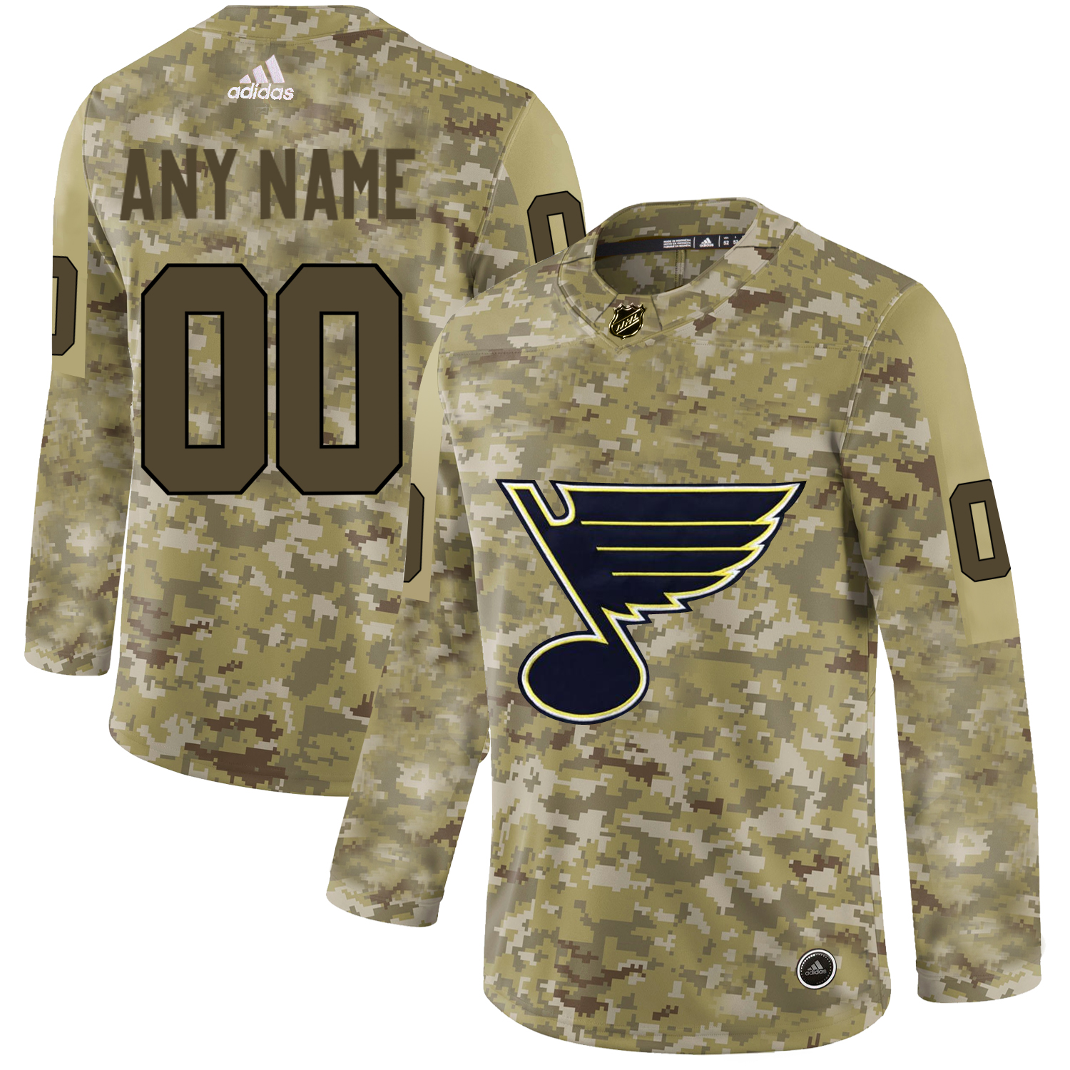 Men's Adidas Blues Personalized Camo Authentic NHL Jersey