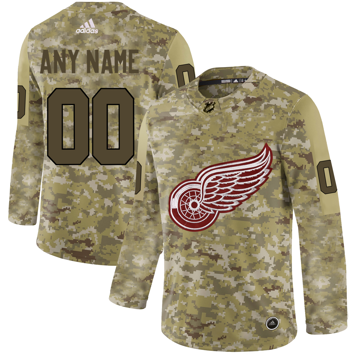 Men's Adidas Red Wings Personalized Camo Authentic NHL Jersey