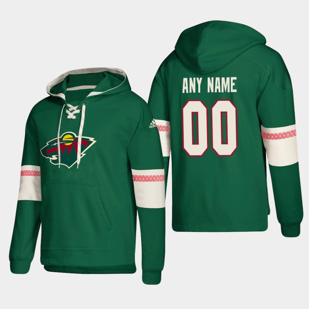 Minnesota Wild Personalized Lace-Up Pullover Hoodie Green