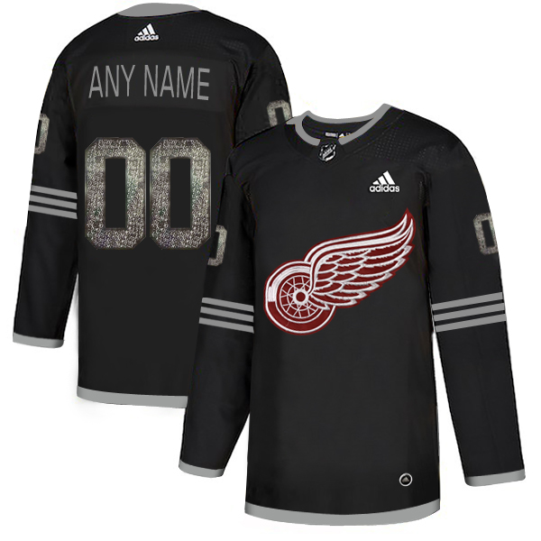 Men's Adidas Red Wings Personalized Authentic Black Classic NHL Jersey